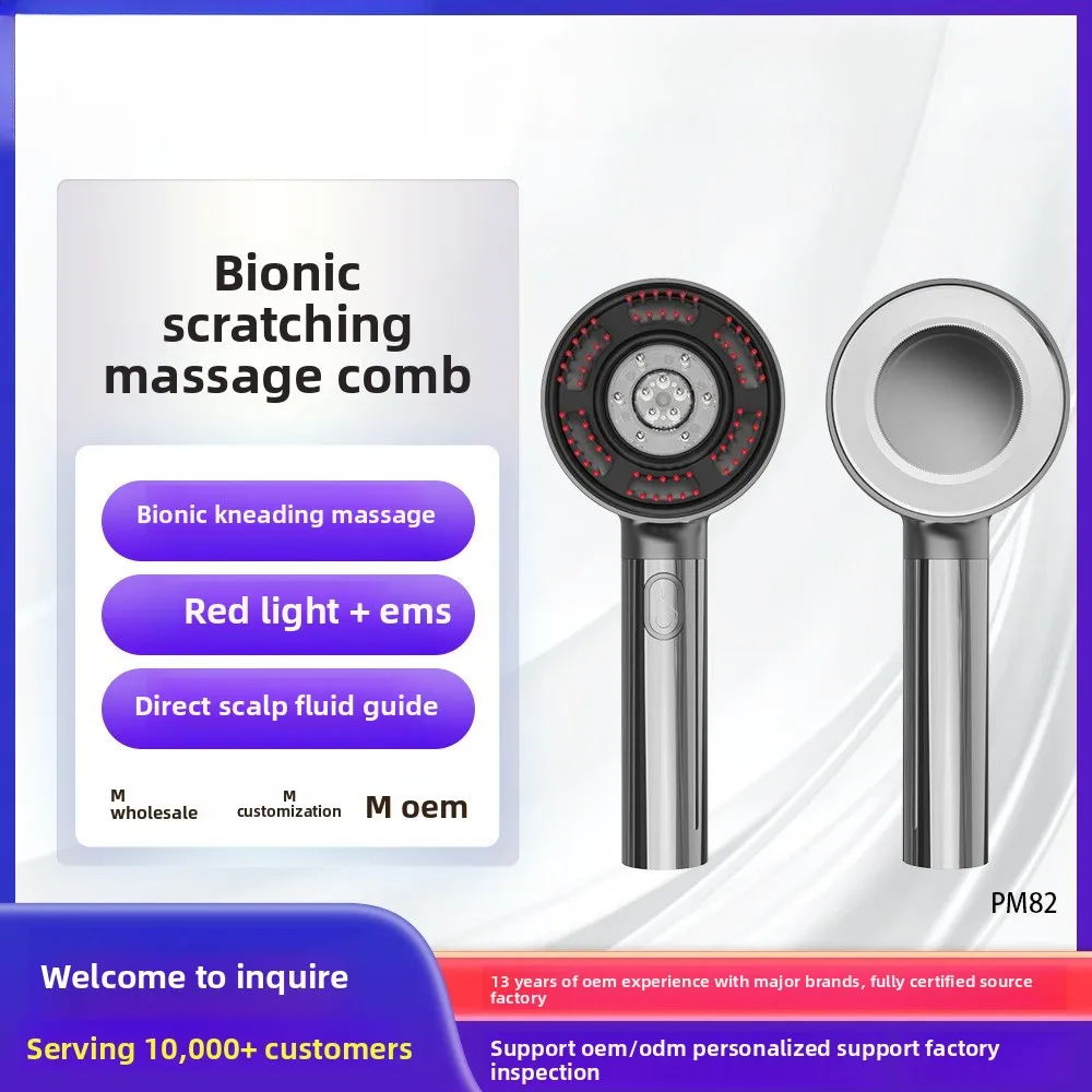 Bionic Electric Massage Comb Red Blue Light EMS Micro Current Introducer
