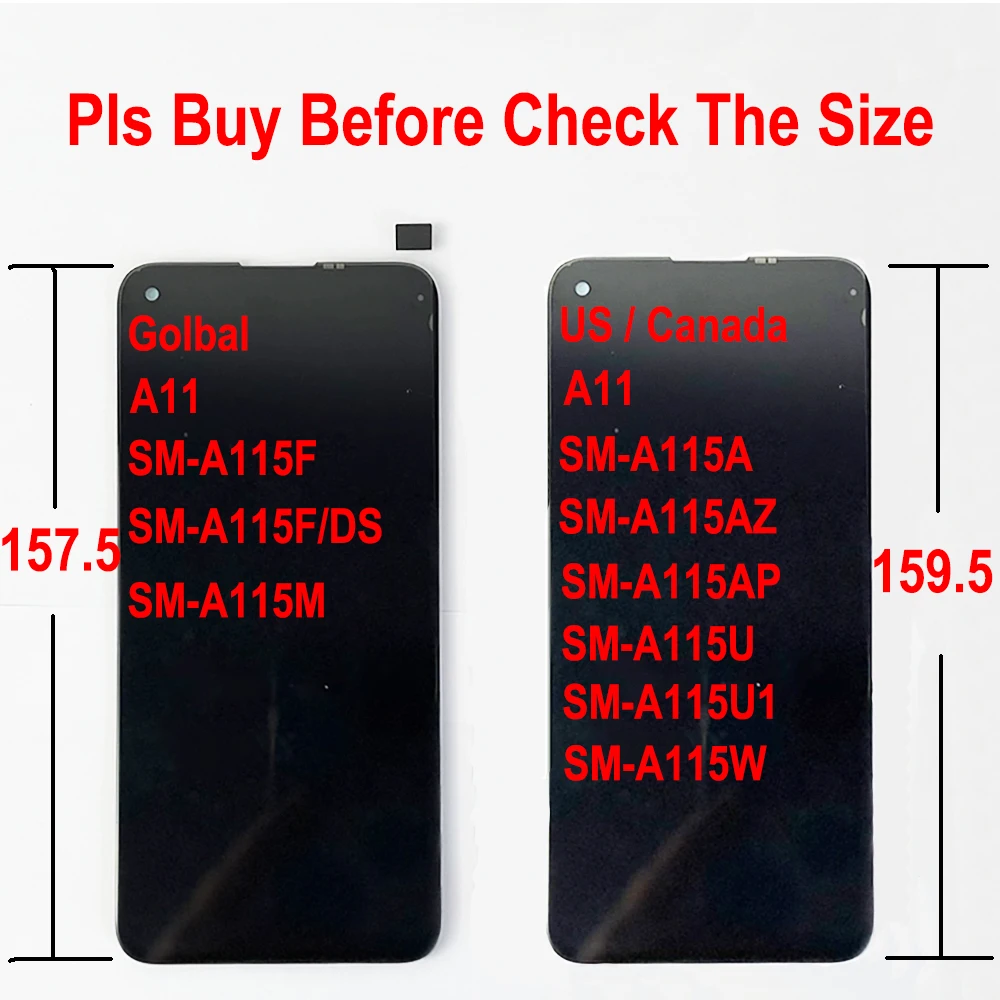 A11 LCD For Samsung Galaxy A11 LCD Display Touch Screen A115 SM A115M A115F A115U US Version Screen Replacement Parts