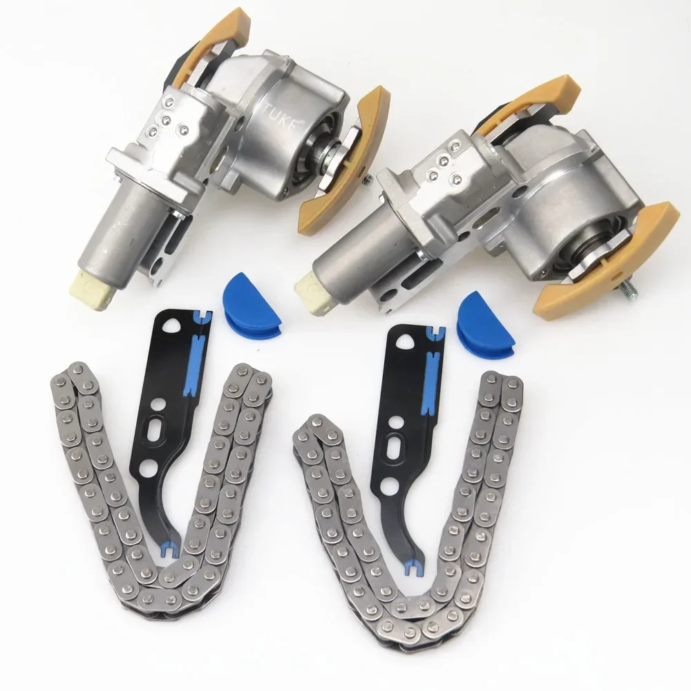 TUKE napinacz łańcucha rozrządu lewy i prawy + łańcuch i uszczelka zestaw dla Audi A4 B6 A6 C5 A8 D2 VW Passat B5 Superb 078109087C 07810908