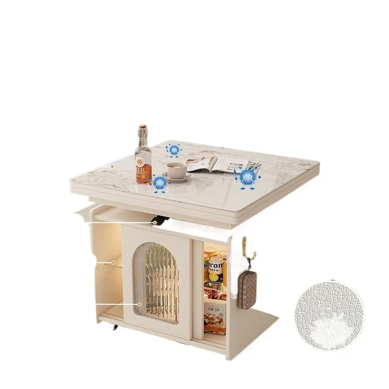 

tea table dining table integrated dual-purpose small apartment living room folding mobile rotating coffee table