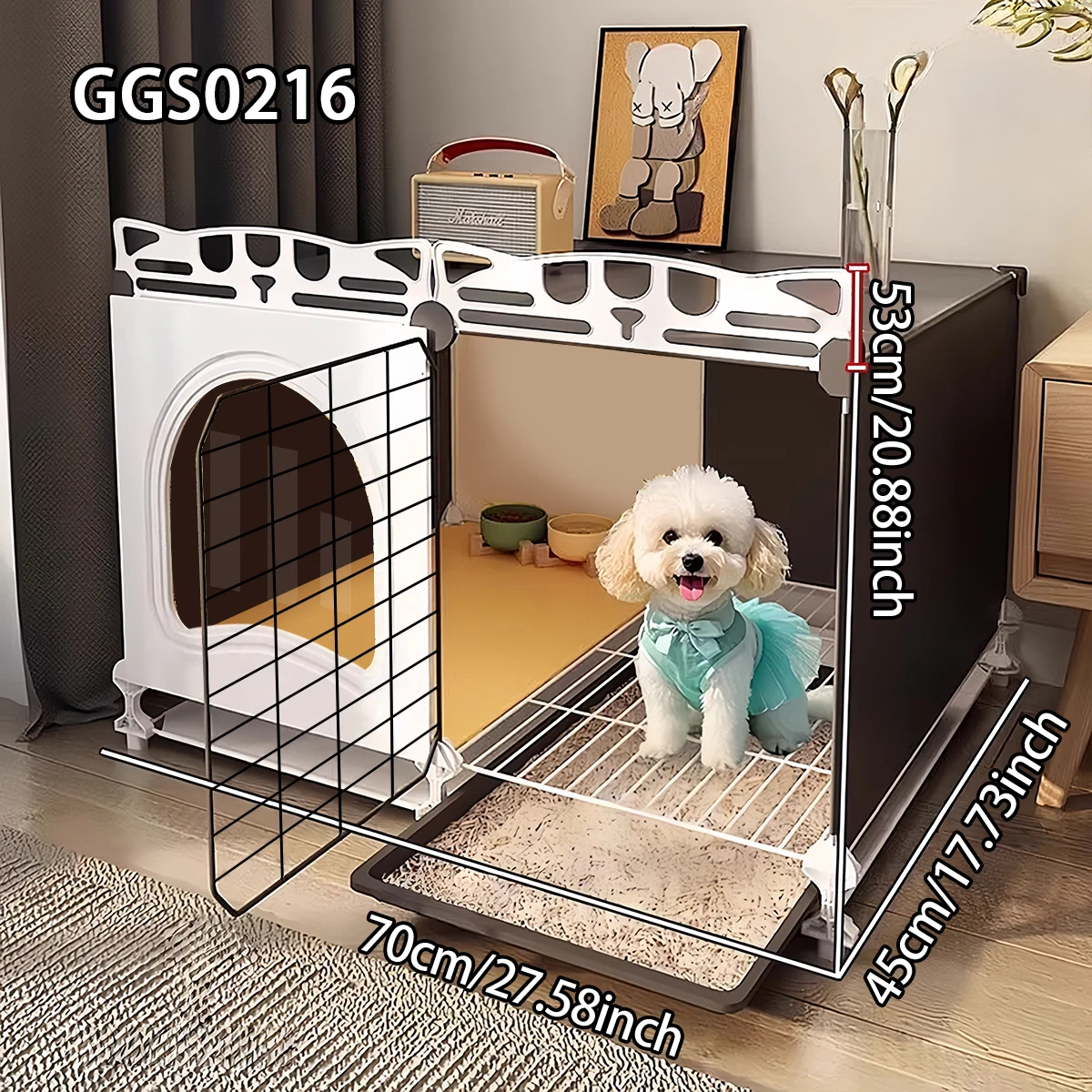 

Клетка для маленьких собак с подносом, вилла для щенков с отдельным унитазом для легкой очистки, клетка для маленьких животных, пустая клетка