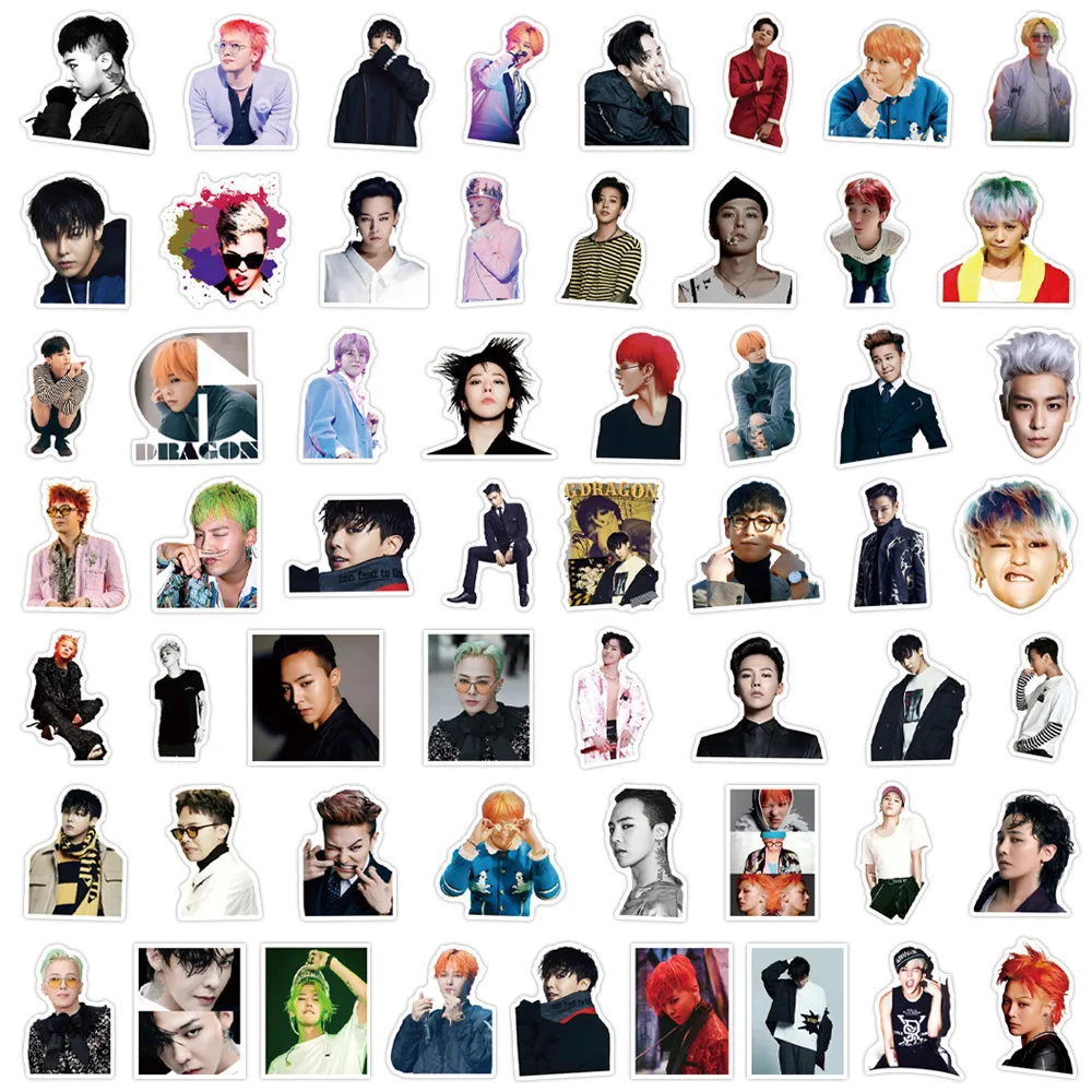 55 adesivi impermeabili per computer con tazza d'acqua per valigia decorativa stella coreana G-Dragon