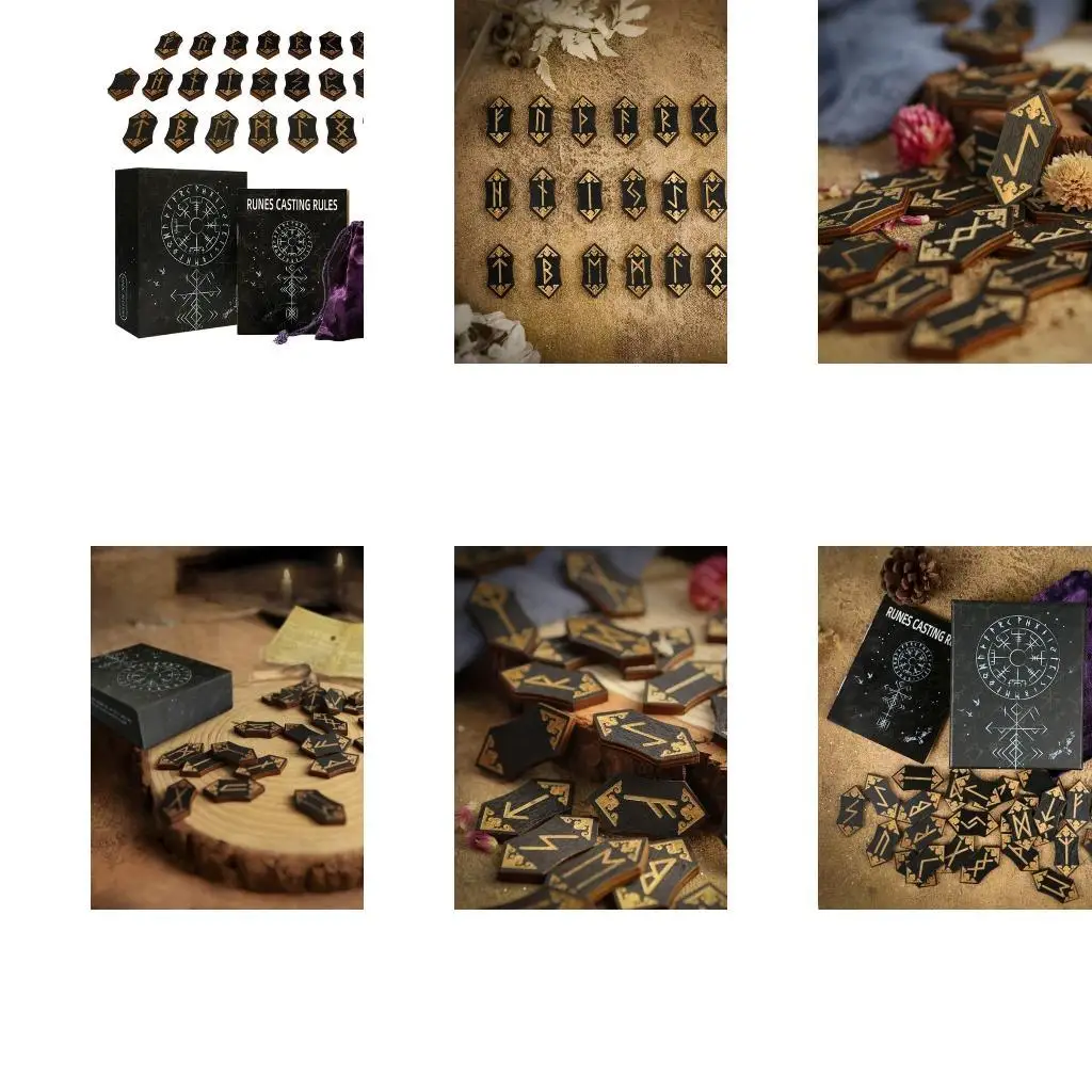 

652F Символ руны с твердым деревом руны, выгравированный руна для личного использования и подарка руны 24 шт.