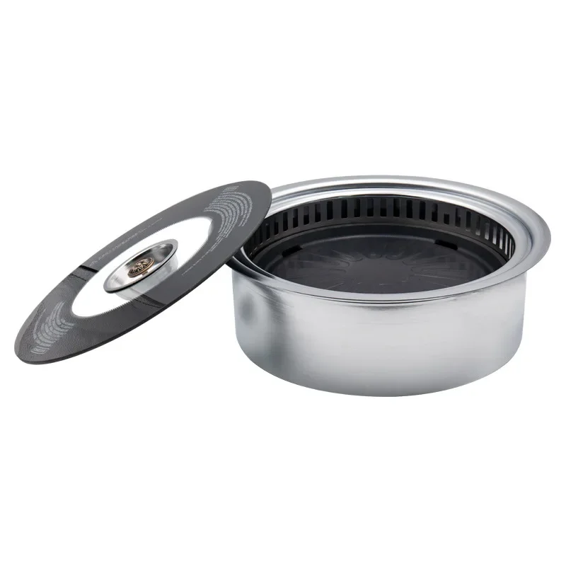 Korean electric grill Commercial self-service grill Round grill pan embedded in barbecue table