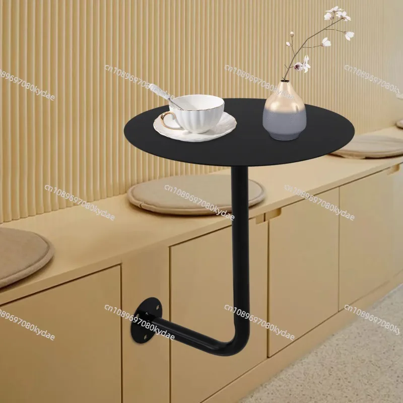 Wall Mounted Industrial Bar Table Black Iron Heavy Duty Floating Coffee Table