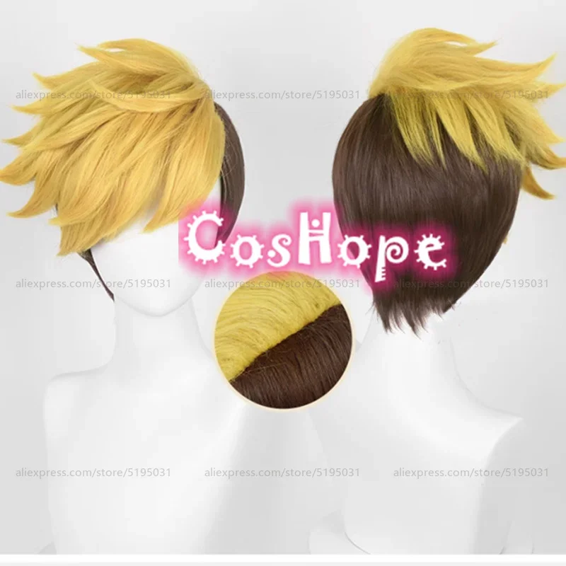 Vash The Stampede Wig 30cm Short Yellow Brown Wig Cosplay Anime Cosplay Wigs Heat Resistant Synthetic Wigs