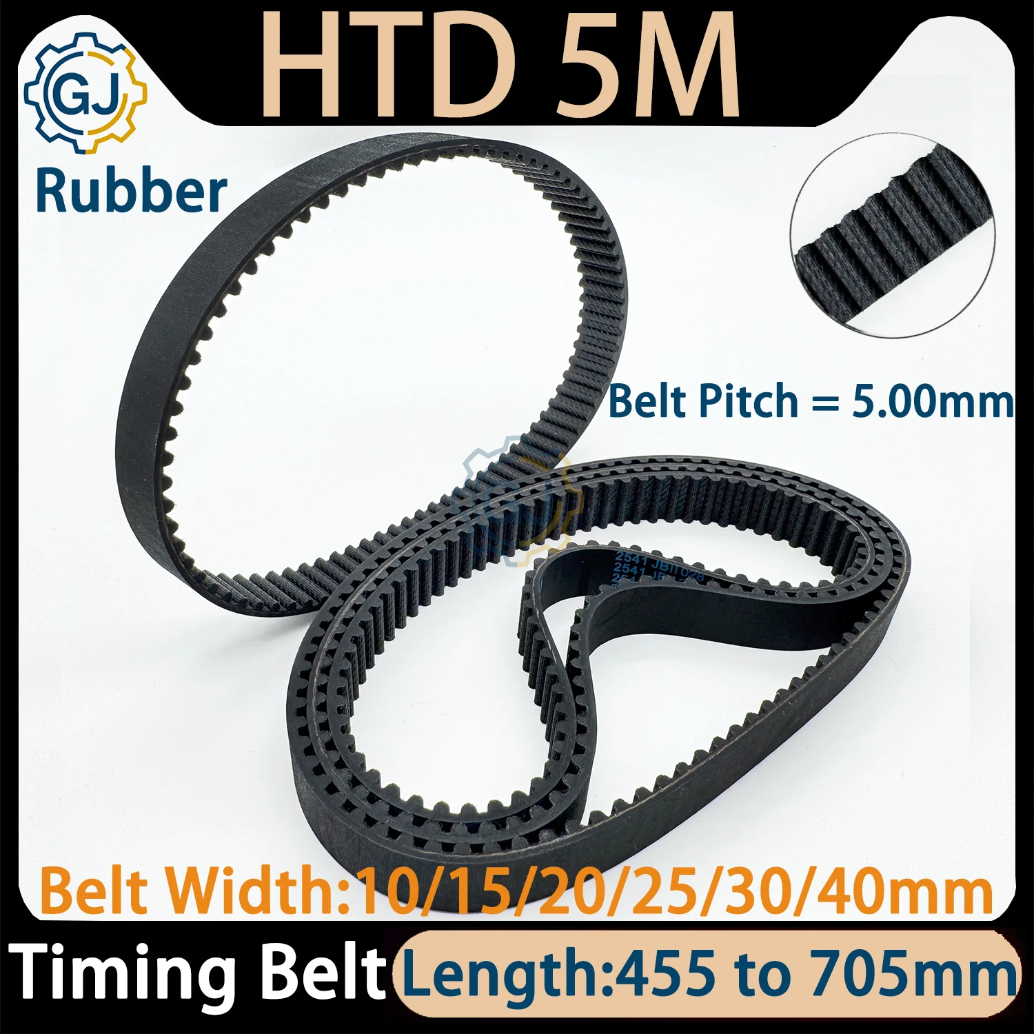 HTD 5M Timing Belt Length 395mm to 600mm Width 10/15/20/25/30/40mm Rubber Pulley Belt Teeth 87 88 89 90 100 110 synchronous belt