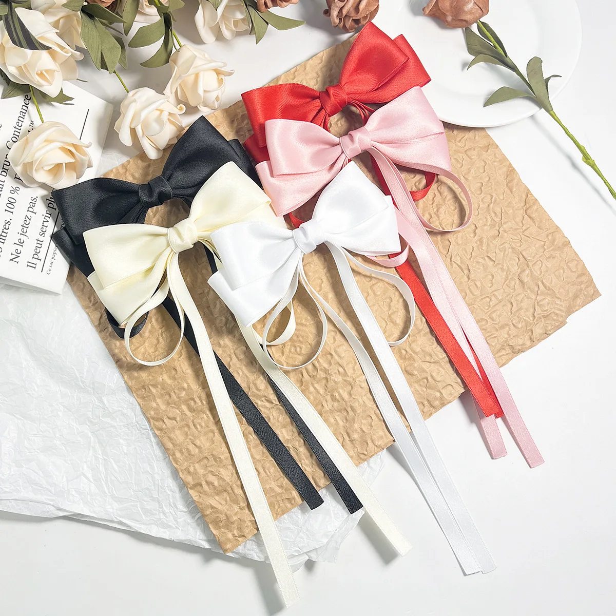 

Korean Elegant Long Ribbon Bow Hairpins Women Girls Hair Clip Bobby Pin Bowknot Barrettes Accessories Hairclip Headdress Headwear
