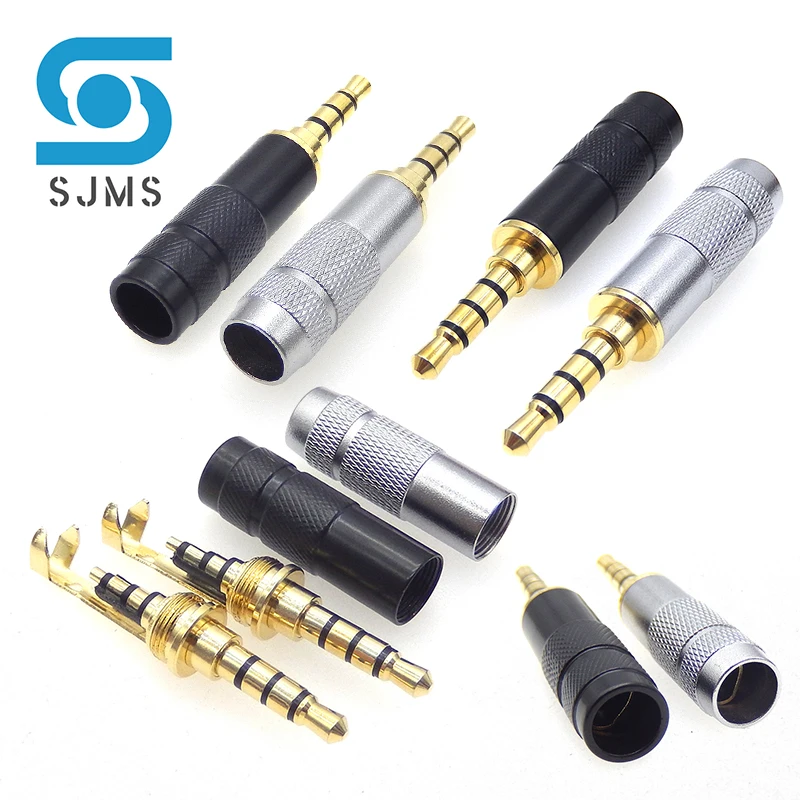 1pcs Replacement 3.5mm with Clip Stereo 4 Pole Male Repair Headphones Audio Jack Plug Connector Soldering for Most Earphone Jack