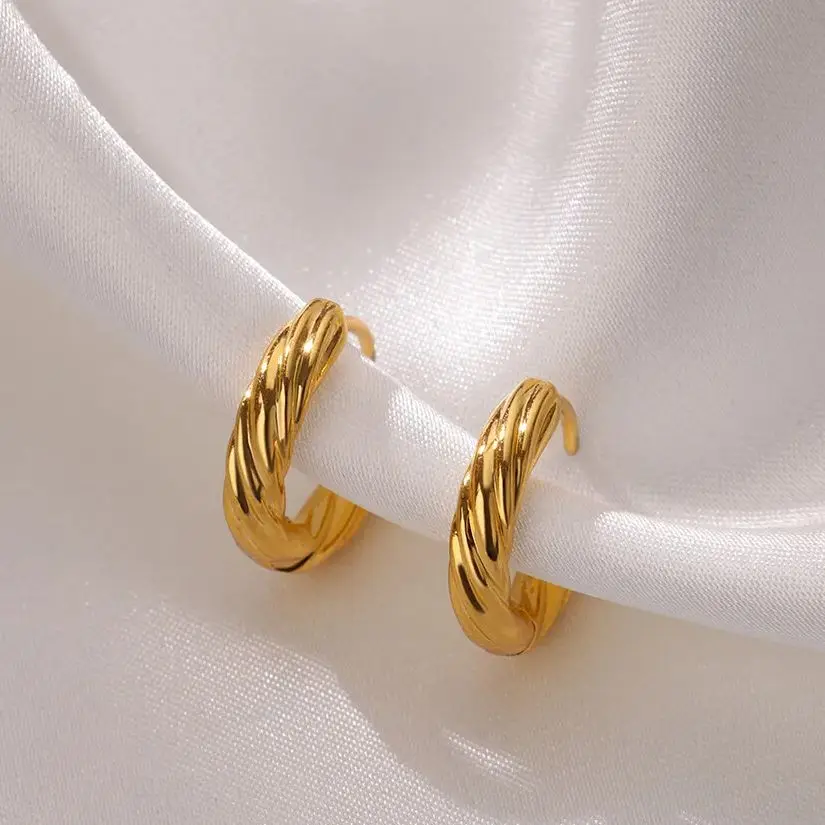 Stainless Steel Geometric Earrings For Women Girls Gold Color Croissant Stud Earring Wedding Aesthetic Jewelry  Gift Accessories