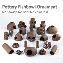 Ceramic House Fish Tank Aquarium Decoration Fish Shrimps Shelter House Pottery Scorpion House Canister Simulation Stone ornament
