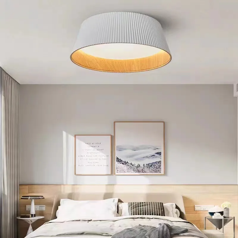 Wabi sabi wood grain ceiling light round Minimalist Led pleated lamp  Bedroom Dining room Decor kitchen closet chandelier