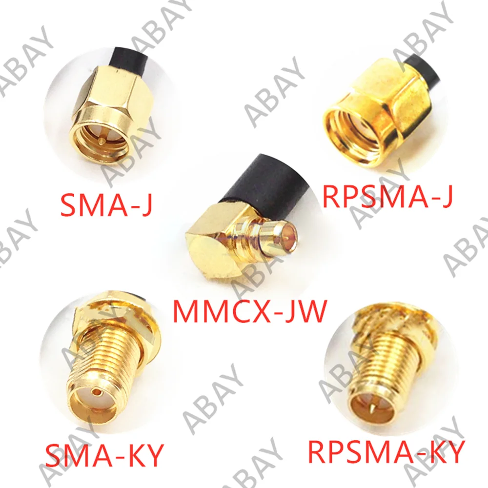 Câble d'extension SMA vers MMCX, 2 pièces, 2M, MMCX-JW mâle incurvé à SMA-J / SMA-KY / RPSMA-J / RPSMA-KY femelle RG316