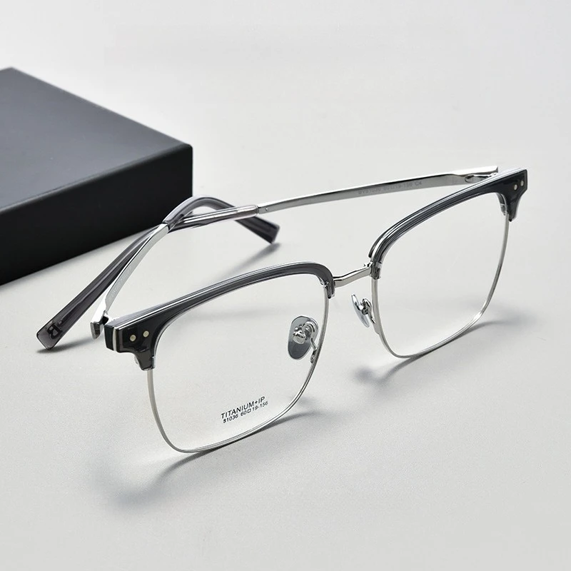 

Big Size Design Half Frame Fashion Square Alloy glasses frame men women optical Myopia Presbyopia Lenses attachment eyewear