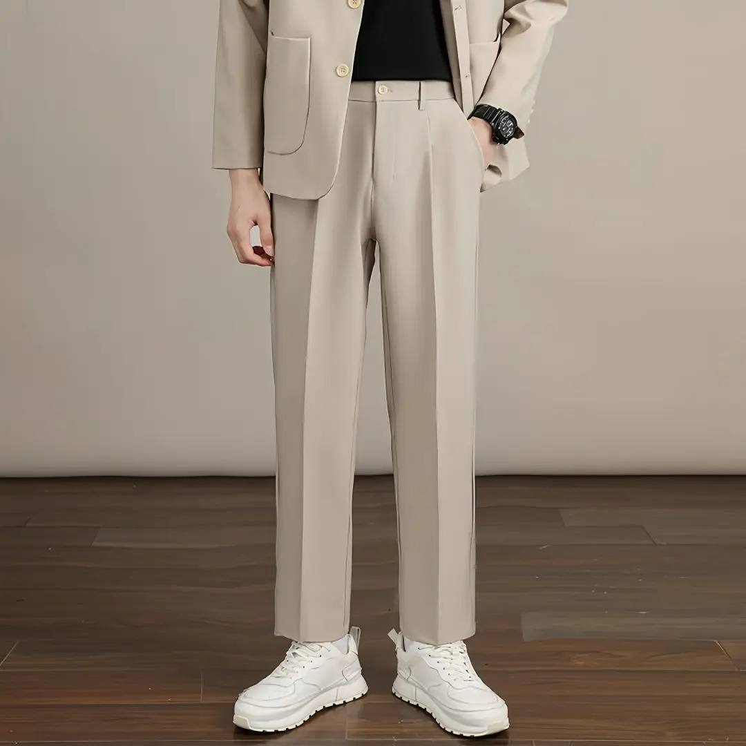

Straight Slim Fit Cooling Office Ice Silk Man 9 Cropped Suits Pants New in Summer 2025 Work Wear Up Casual Suit Trousers for Men