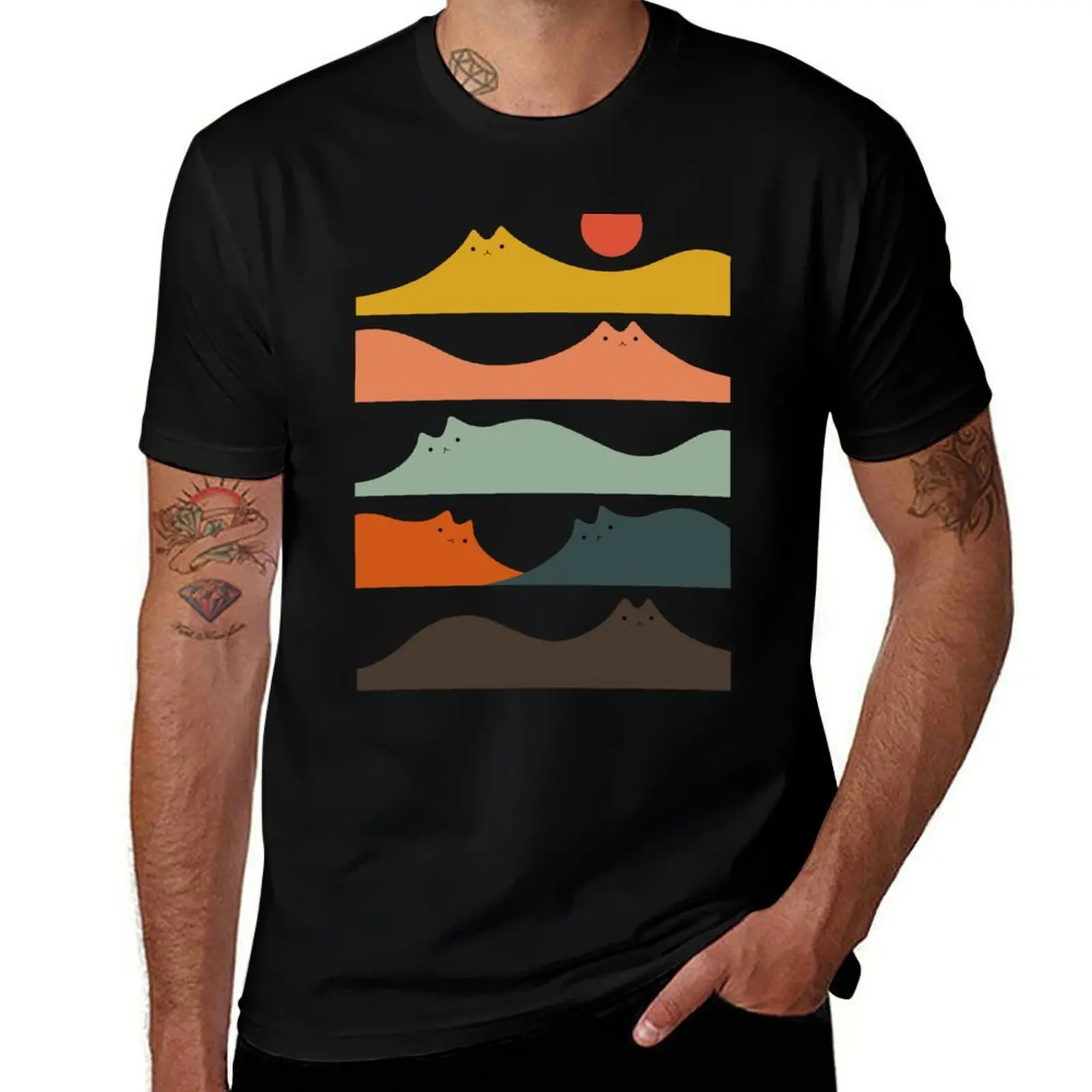 Cat Landscape 141 T-Shirt Sweat Absorbing Sports Tee Shirt T-Shirt