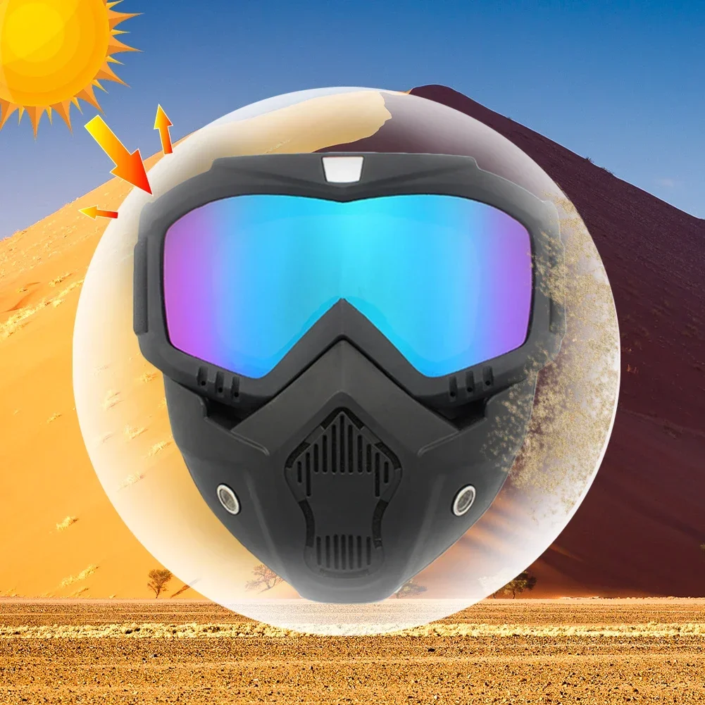UV400 Motorcycle Sunglasses Mask - Windproof Cycling Goggles with Mouthpiece for Motocross Ski & Bicycle Riding Protection