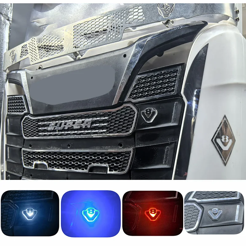 

LED Glow Light Metal Sticker V8 Three Red/white/blue for 1/14 Tamiya RC Truck Trailer Tipper Scania Benz Actros Volvo MAN LESU