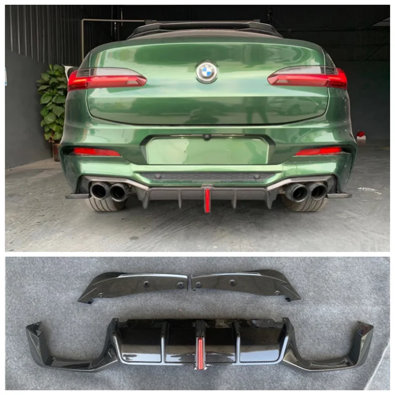 Fit For BMW X4M F98 2020 2021 2022 Real Carbon Fiber Car Rear Trunk Bumper Lip Diffuser Wrap Angle Spoiler Protector Cover