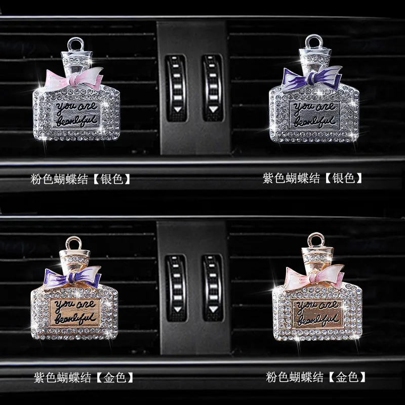 Inlay Water drill bowknot Perfume bottle car Air conditioning outlet perfume car perfume car interior accessories car fragrance