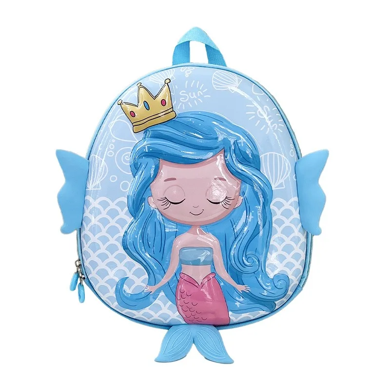 Mochila de sirena de dibujos animados para niños, mochila escolar de EVA, bolsa de libros para niñas de 2 a 5 años