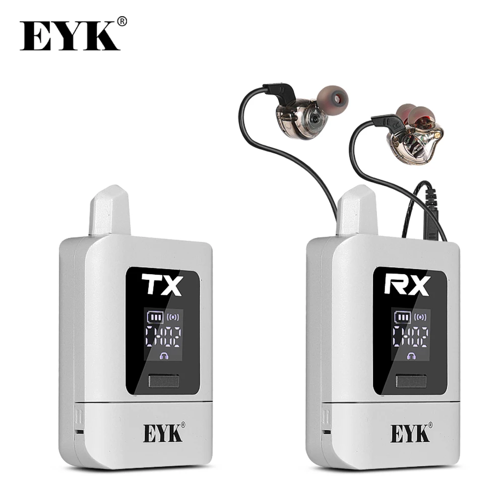 EYK EM11 نظام مراقبة ستيريو داخل الأذن 2.4G نقل رقمي مستقر قابل لإعادة الشحن سماعة أذن لاسلكية وظيفة كتم الصوت
