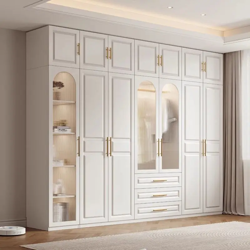 !@Large Capacity Modern Vintage Solid Wood Storage Cabinet Simple Closet & Wardrobe Multi-Functional for Bedroom Hotel Villas Us