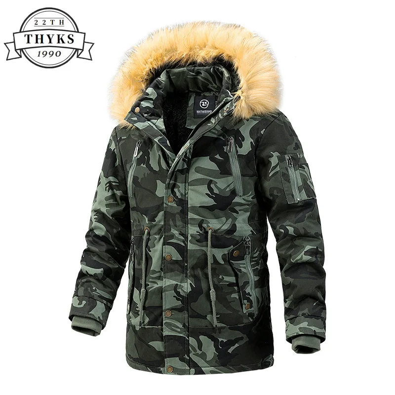 

Winter Hooded Cotton-padded Jacket Men Velvet Padding Slim Long Camouflage Coat Causal Fashion Outdoor Windpoof Warm Male Parkas