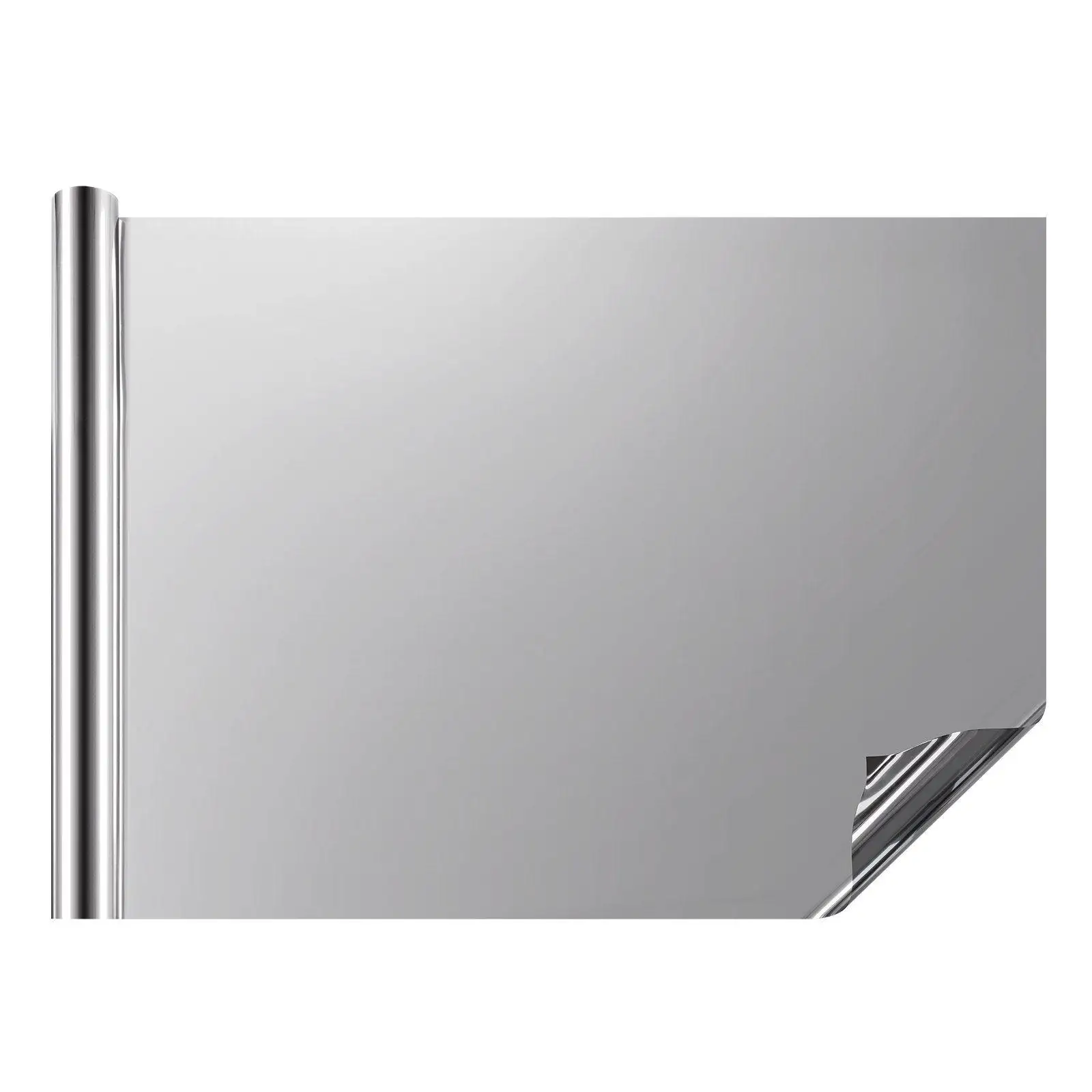 

Black-Silver Reflective Privacy Film One Way Mirror 82.8% IR 91.2% UV 15.2% VLT Daylight Use Static Cling Non-Adhesive