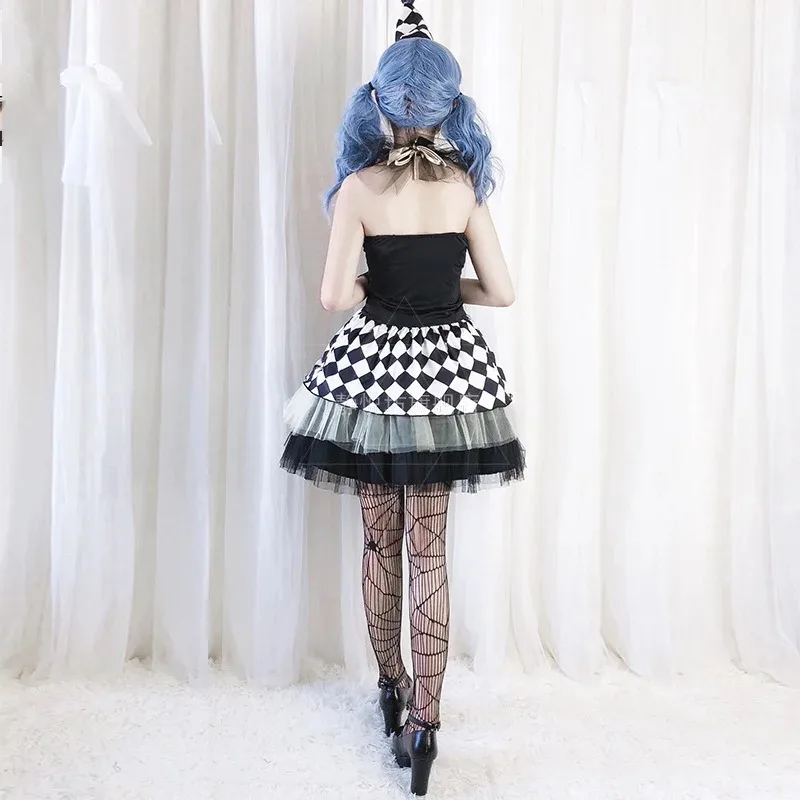 Circus Joker Adult Girl Horror Clown Cosplay Role Play Performance Fancy Dress Halloween Party Costume kn.7
