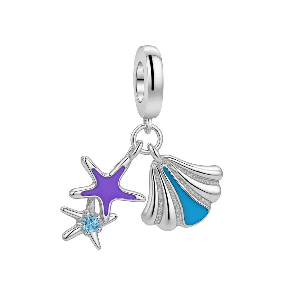 Neuer Charm aus 925 Silber mit Blauem Ozean-Lebensmotiv, Passend für Original-Armbänder, DIY-Anhänger, Luxus-Schmuckgeschenk, Topseller – Detail 4