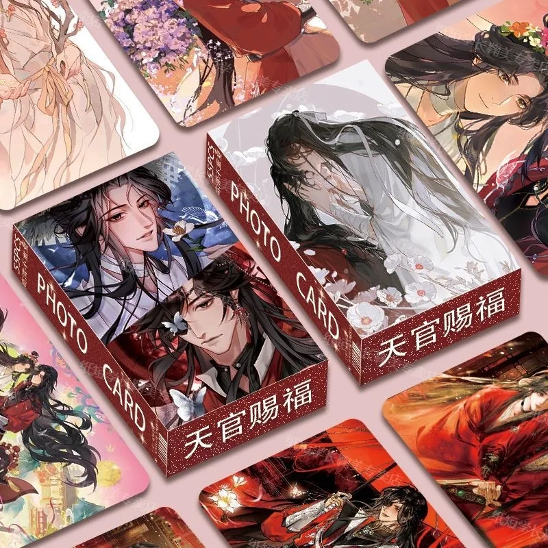 55PCS Heaven Official's Blessing Laser Lomo Card Set Tian Guan Ci Fu Xie Lian,Hua Cheng Mini Postcard Photo Cards Fans Gift
