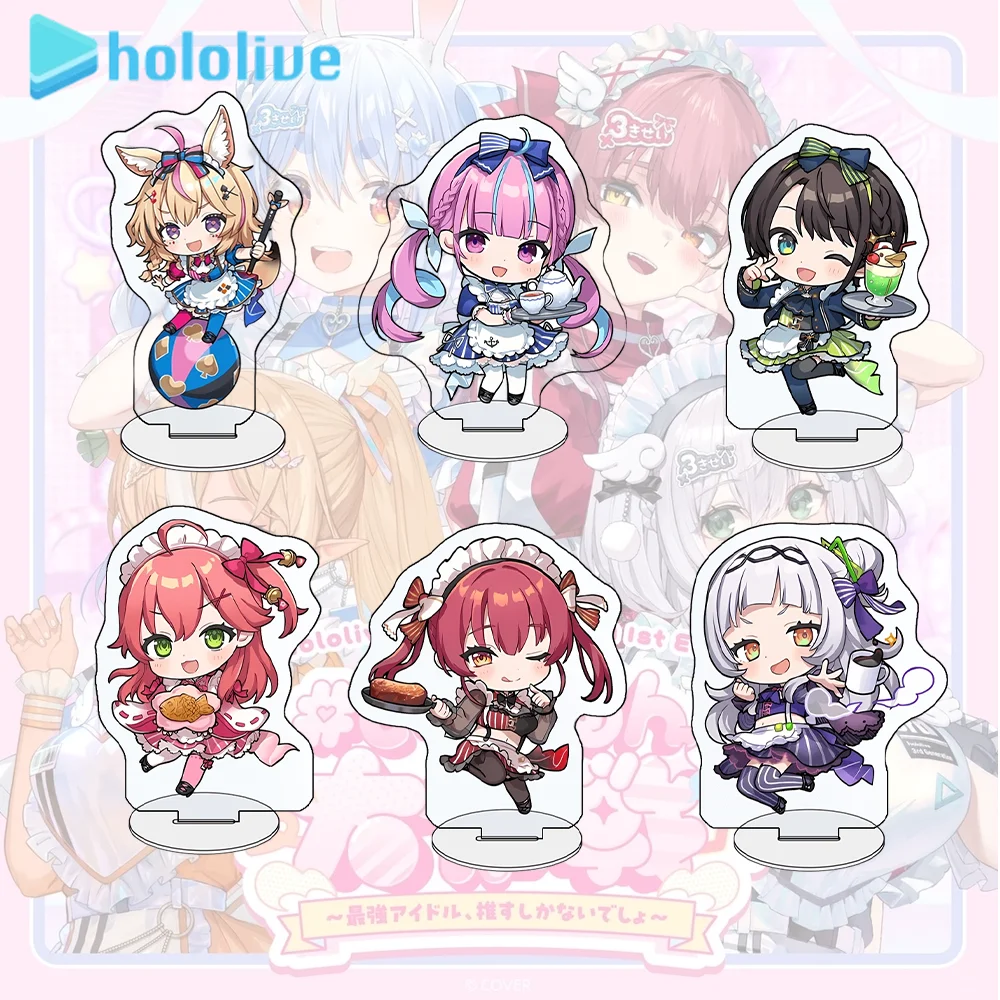 Hololive 10cm Acrylic Stand Keychain Houshou Marine Maid Cosplay Chibi Acrylic Stand Desk Decor Holiday Gifts