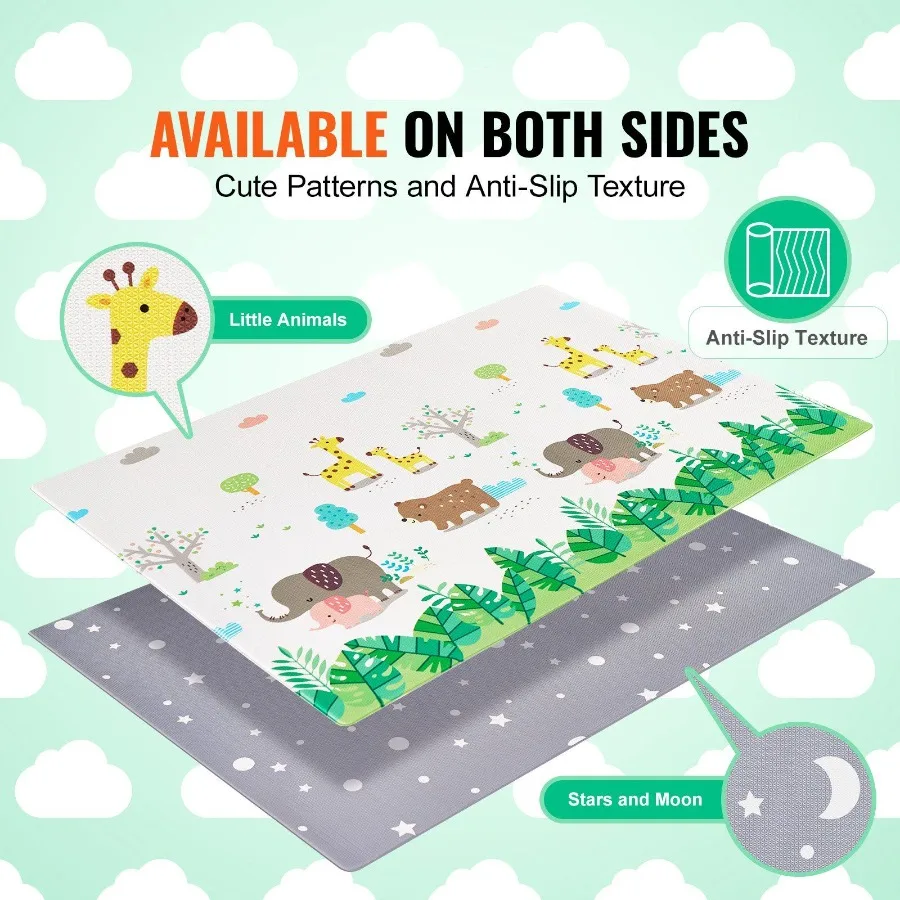 55x82 Baby Play Mat Crawling Soft Activity Floor Playmat 2 Side