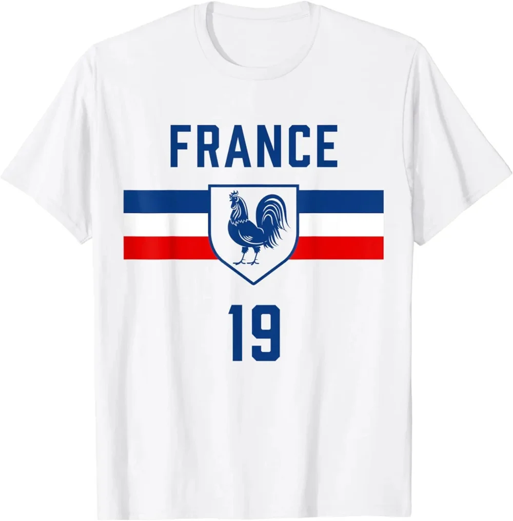 National France Flag Cock French Football Soccer Team Men\'s T-Shirt Casual Cotton Daily Tpos Oversized Sports T Shirt for Men