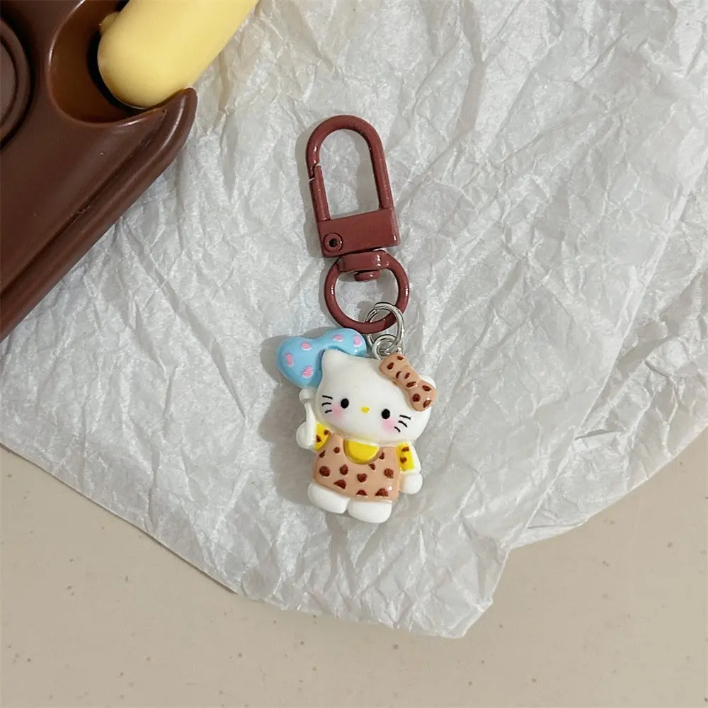 Sanrio Hello Kitty Leopard Print Love Series Personality Keychain Kawaii Girl Y2k Funny Cat Bag Hanging Bestie Gift Accessories