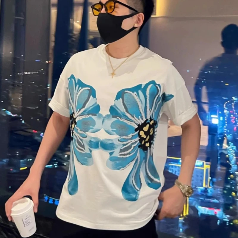 

Man Tee Shirts Graphic Slim Fit T Shirt for Men Top Fugees Youthful Elegant Pulovers Basic Korean Style Clothing Y2k Fashion New