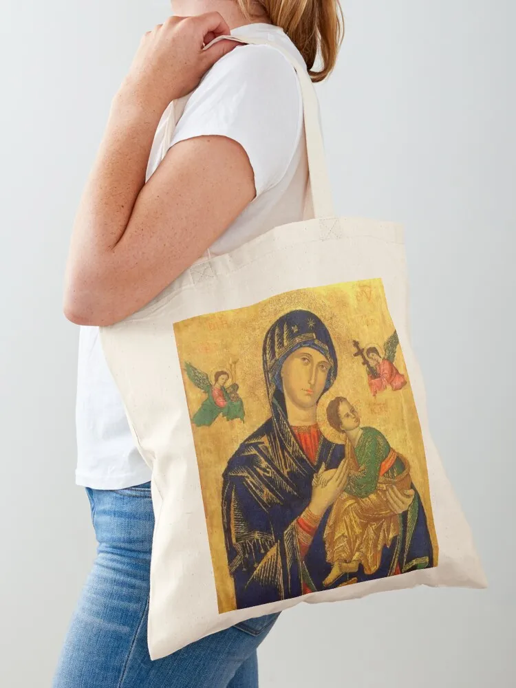 

Our Mother of Perpetual Help Tote Bag bags for women reusable grocery bags Portable shopping bag supermarket folding bag