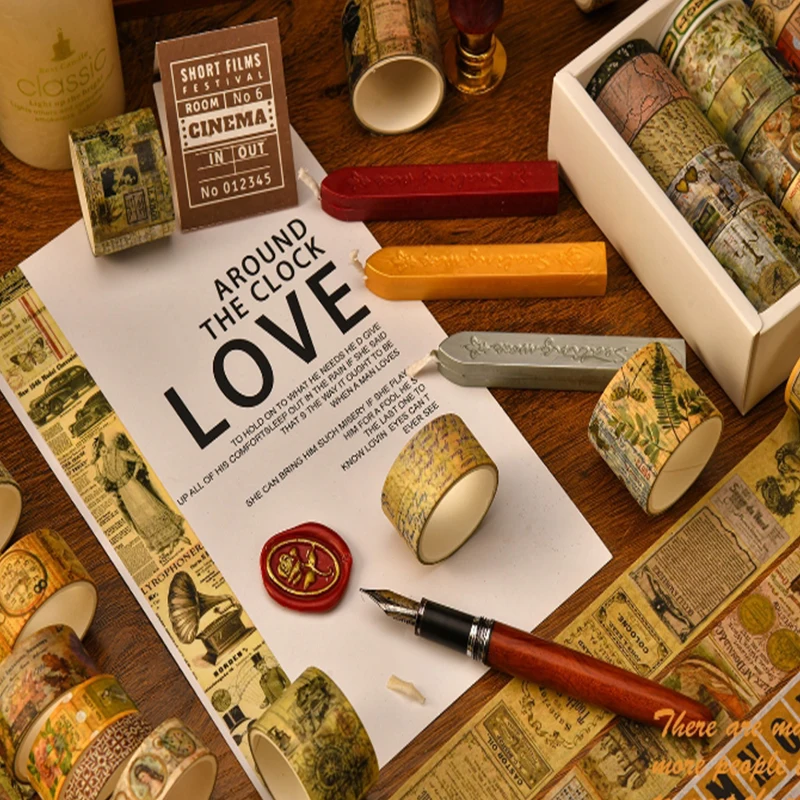 36 مجلدًا - مجموعة المذكرات الرجعية الأدب والشريط الورقي، تستخدم لمواد حفظ الكتب اليدوية، وكتب الخردة التي يمكنك صنعها بنفسك، وأجهزة الكمبيوتر المحمولة