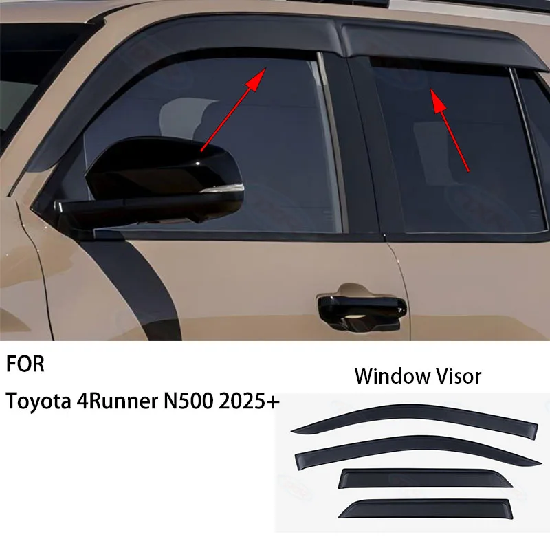 Автомобильные аксессуары, подходят для Toyota 4Runner N500 2025 2026, черный оконный козырек, вентиляционные шторы от солнца и дождя, 4 шт. Автомобильные аксессуары, подходят для Toyota 4Runner N500 2025 2026, черный оконный козырек, вентиляционные шторы от солнца и дождя, 4 шт.