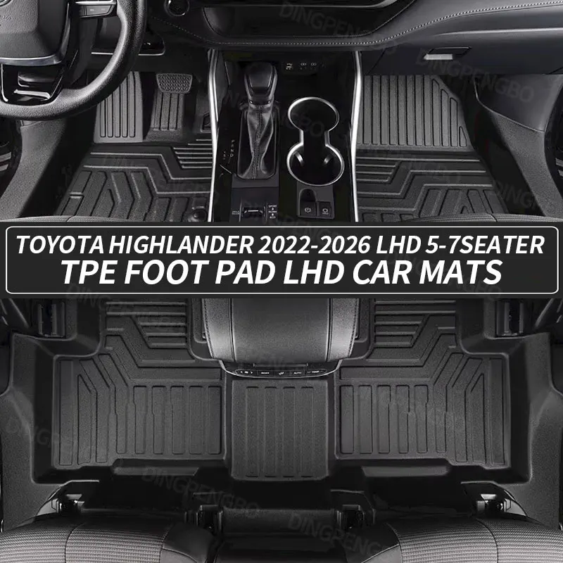 For Toyota Highlander 2022-2026 LHD 5/7 Seater TPE Car Floor Mats Custom Fit Waterproof Foot Mat Carpet Floor Liners