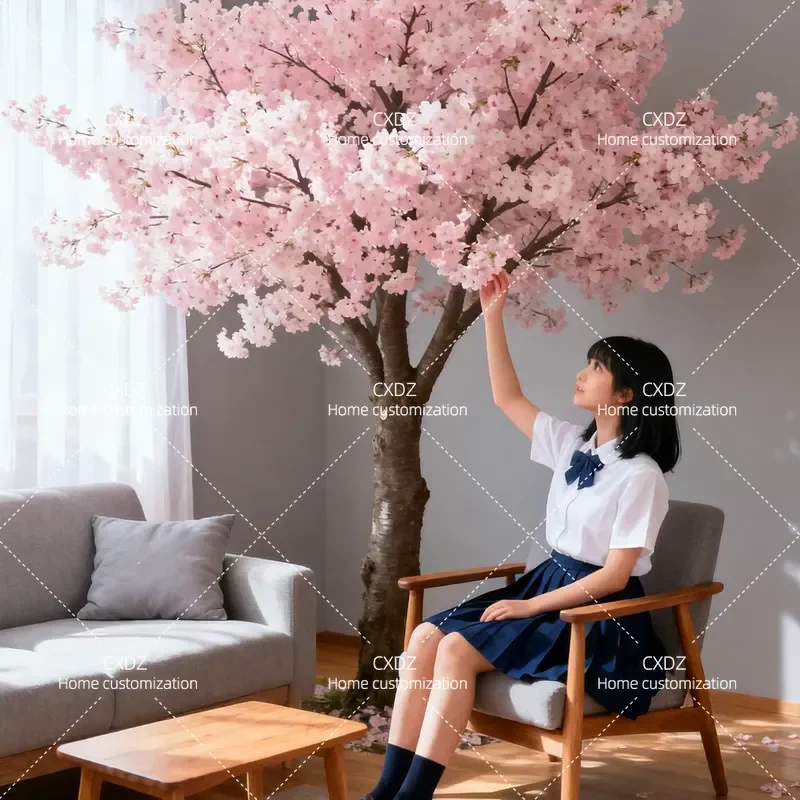 Large Artificial Cherry Blossom Tree Fake Peach Blossom Plant Simulation Flowering Tree for Home Garden Wedding Party