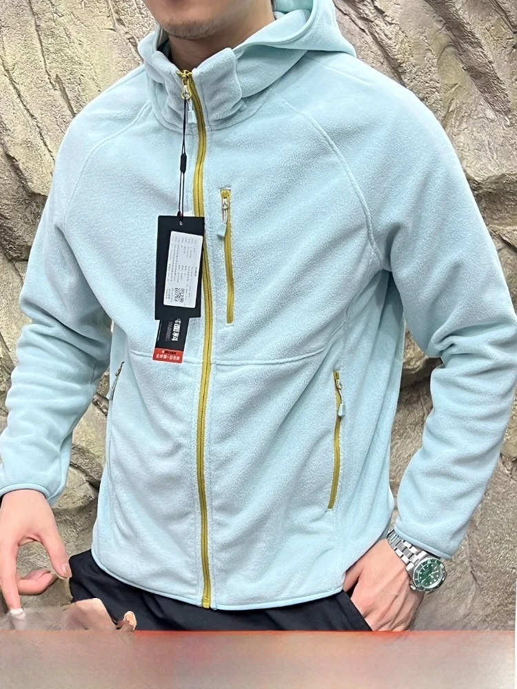 

Thiened двустороннее пальто из теплого бархата для велоспорта, мужская и женская верхняя одежда на подкладке с капюшоном, пальто на осень-зиму