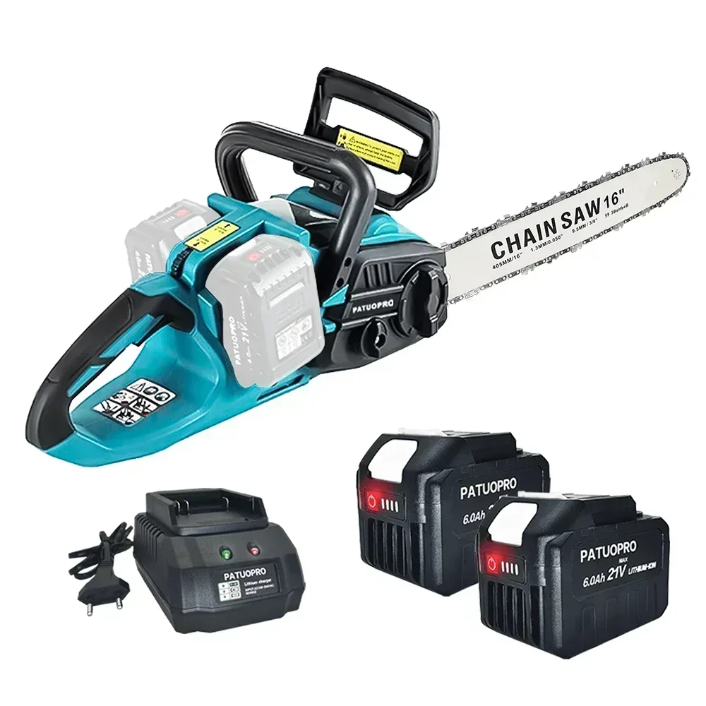 42V Max 16'' Brushless Cordless Chainsaw Electeic Saw Garden Woodworking Cutter Handheld Power Tools For Makita 18V Battery 