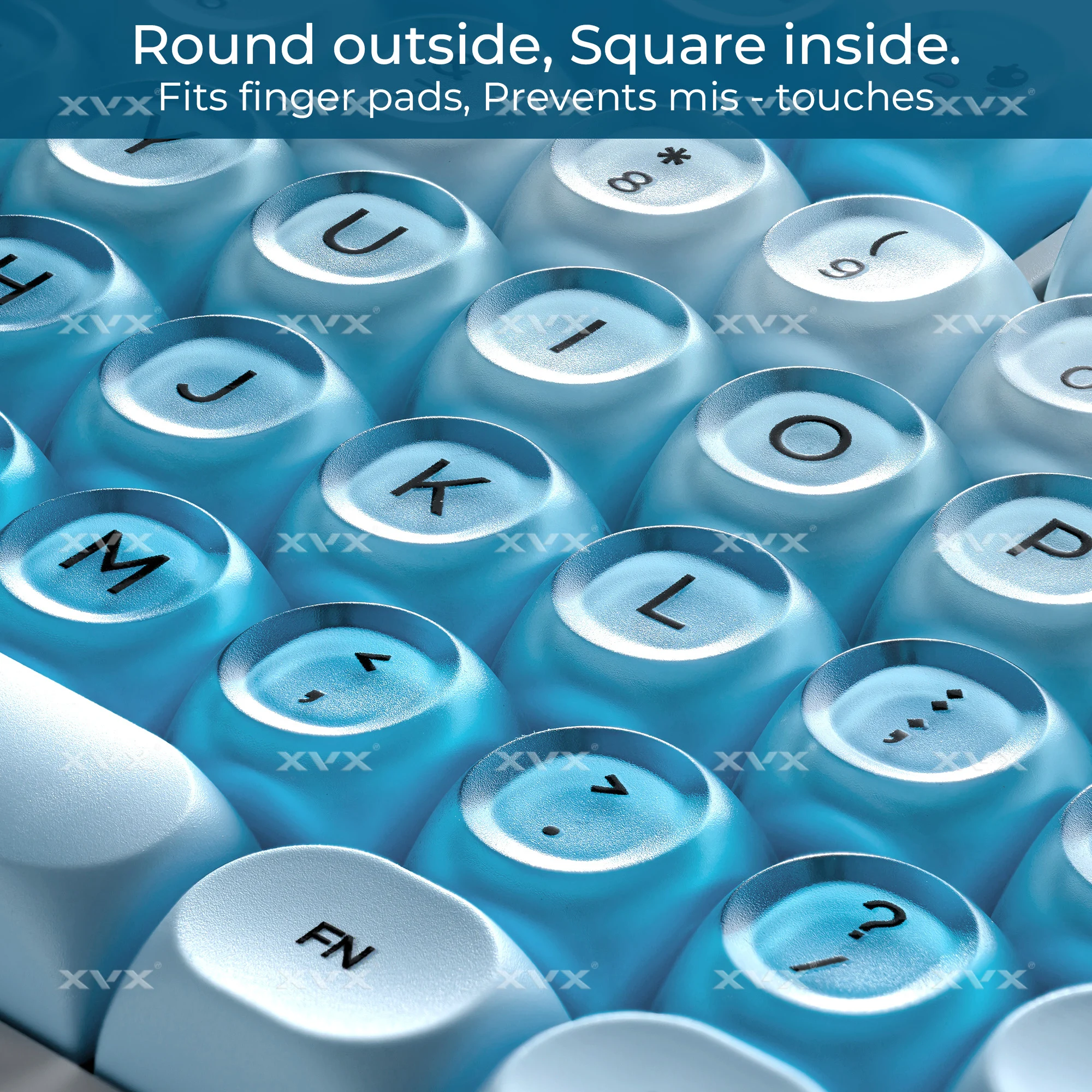 

Колпачки для клавиш XVX, 132 шт., синие, сублимационная печать, PBT+PC, профиль HOA, милые кейкапы для механической клавиатуры Cherry MX, раскладка 75%
