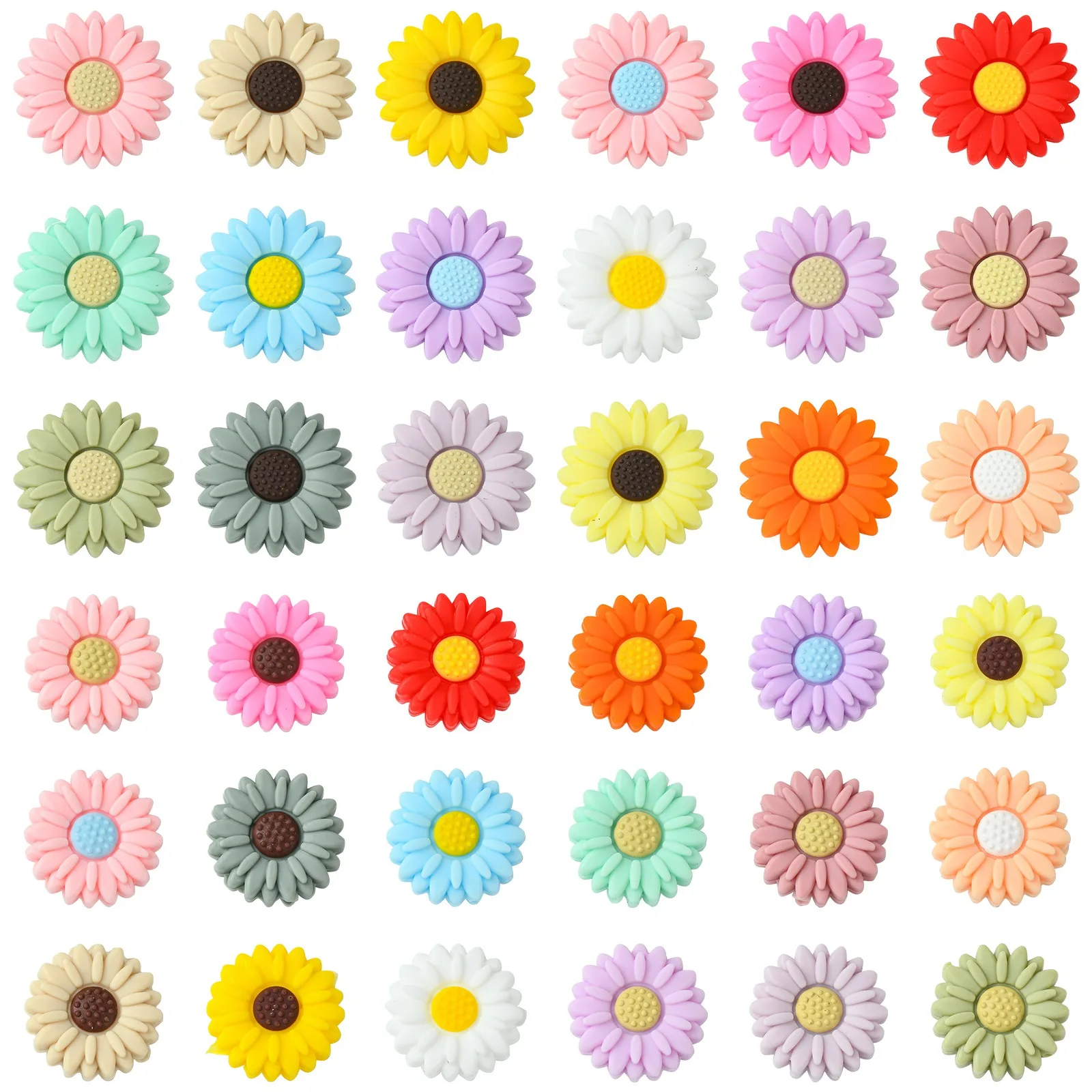 

Pandahall 36Pcs Sunflower Silicone Beads Colorful Daisy Flower Silicone Focal Beads for Necklace Bracelets Making