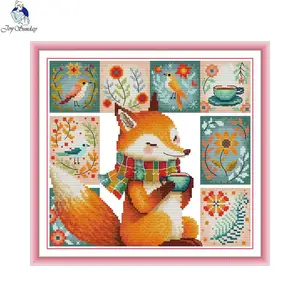 Joy Sunday Animal Art Patterns Cross Stitch Kit 14CT CONTEO 16CT 14CT 11CT HD Lienzo impreso Bordado Juego de bordado Diy Decoración de habitaciones 6 mejores kits de puntadas de costura de ventas - №5