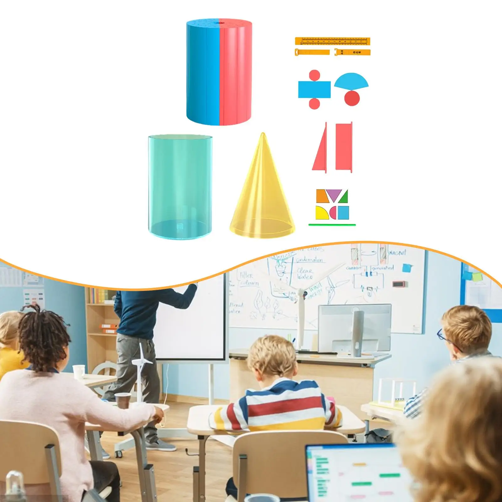 Wiskundeleermiddelen Volume Oppervlaktegebied Demonstratiekit Geometrische vorm Wiskundeleermiddelen