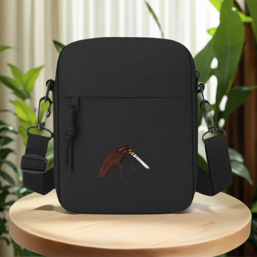 Bug shape white cigarette black Men Crossbody Bag Single Shoulder Women Cartoon Anime Film Printing Design Unisex