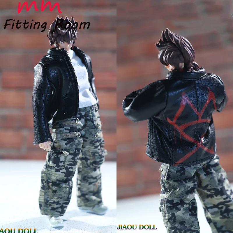 

JO23M-04 1/12 Male Soldier Leather Jacket Camouflage Pants Set Clothes Model Fit 6'' action figrue body model